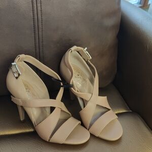 Vince Camuto Nude Beige Strappy High Heel Sandals